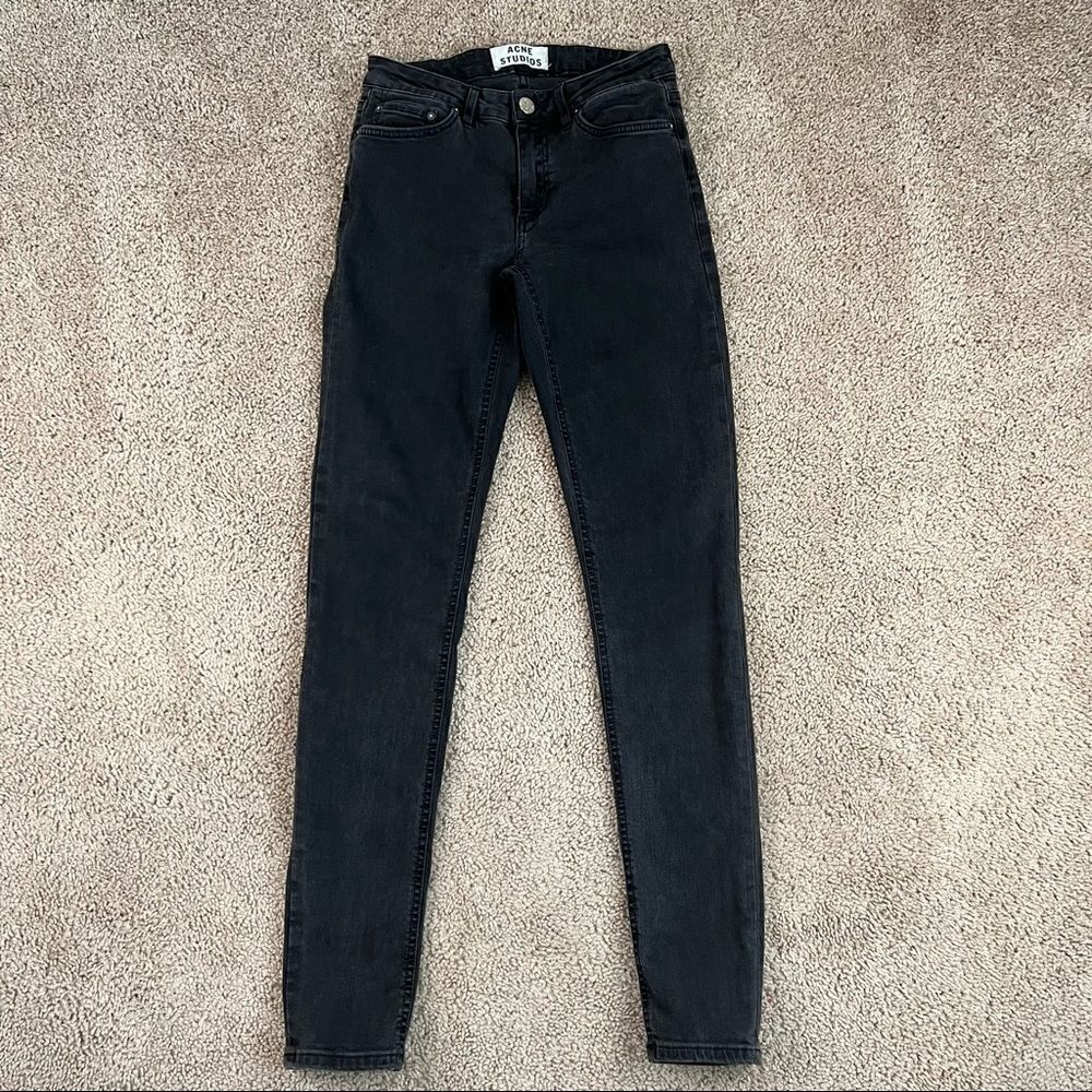 ACNE Studios Skin 5 Used Black Low Rise Skinny Leg Stretch Denim Jeans 25